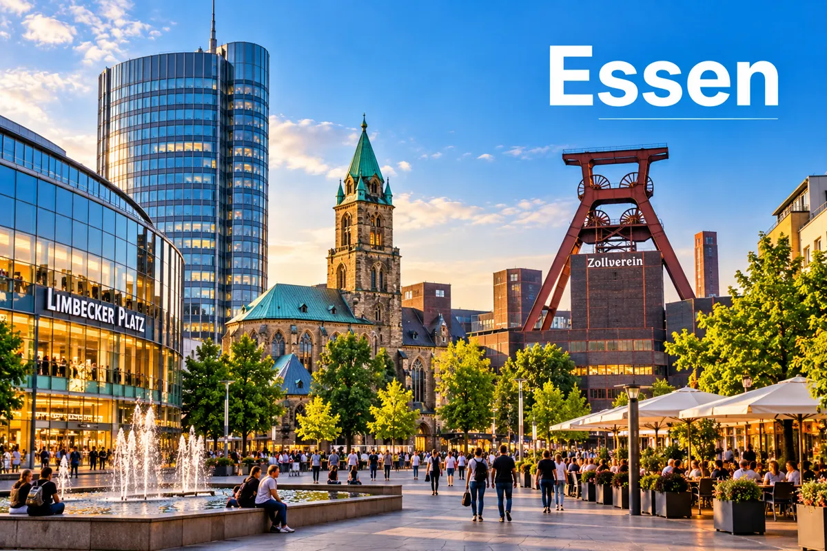 Essener Innenstadt mit Limbecker Platz, Münster und Zeche Zollverein