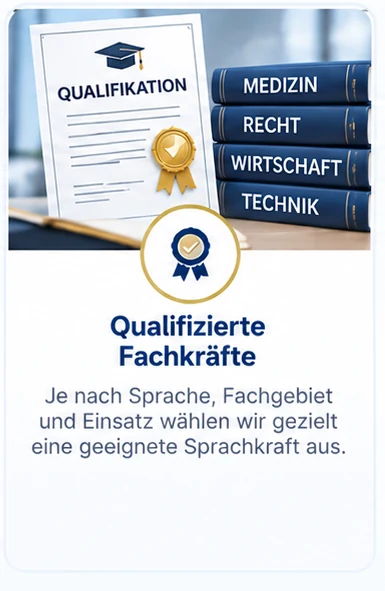 Qualifizierte Fachkräfte passend zu Sprache, Fachgebiet und Einsatz