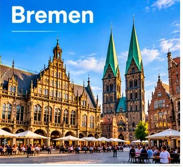 Bremer Marktplatz mit Rathaus und den Türmen des St.-Petri-Doms
