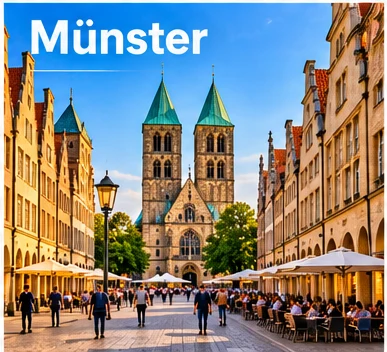 Prinzipalmarkt in Münster mit St.-Lamberti-Kirche