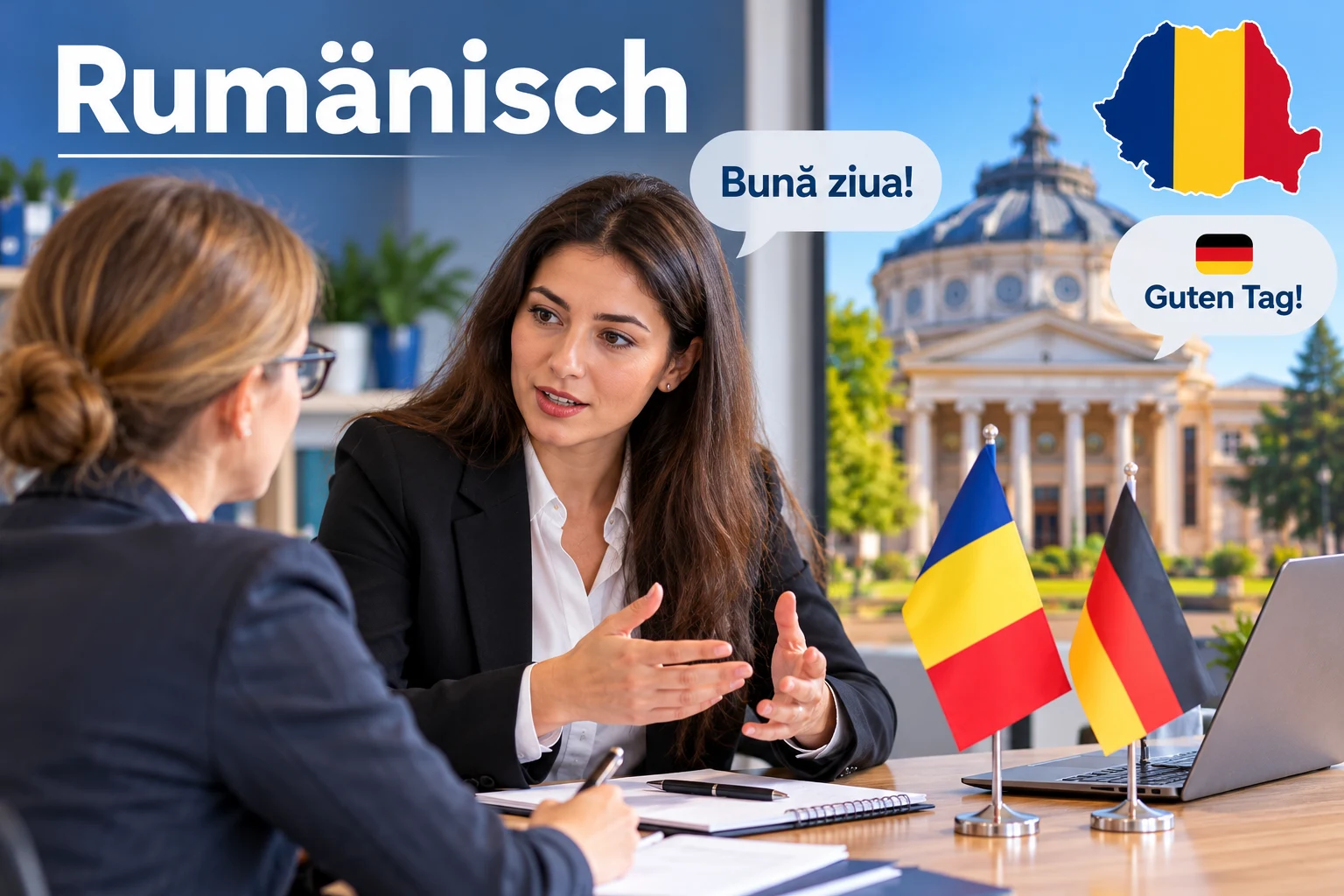 Rumänisch-deutsche Sprachmittlung bei einem Beratungsgespräch im Büro
